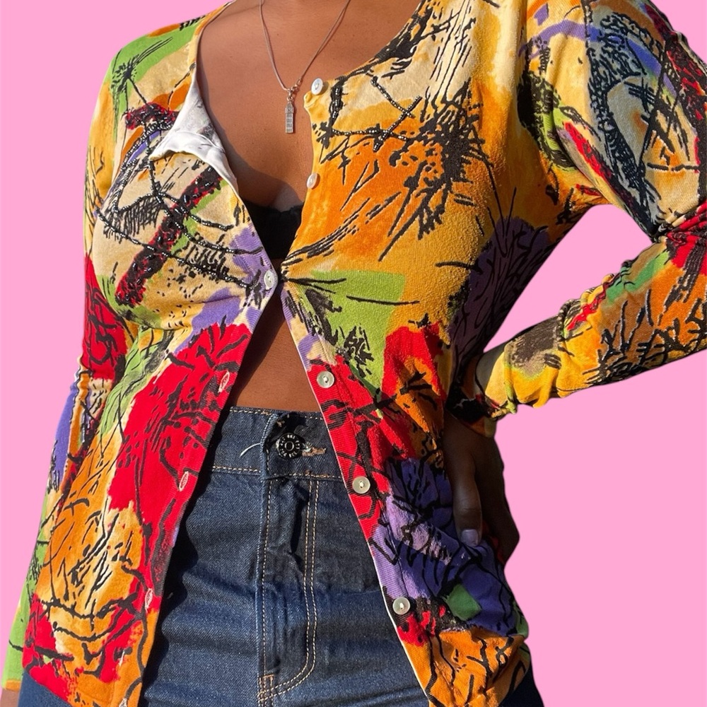 Graphic Print Cardigan